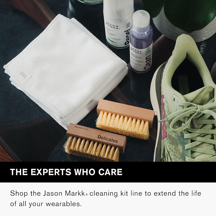 Jason Markk Essential Kit Shoe Cleaner & Microfiber Towels, 5-Piece Set, Deep Cleaning Solution, Durables Brush & 3 Pack Microfiber Towels, Sneaker Care, Ideal for Footwear
