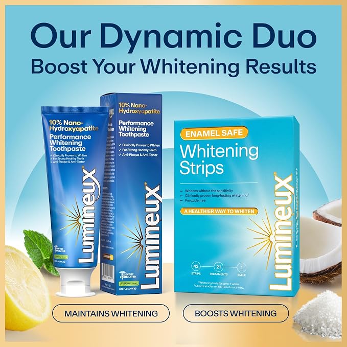 Lumineux 10% Nano Hydroxyapatite Whitening Toothpaste, 3.75 oz, 2 Pack | Fluoride free gentle formula, clinically supported NASA-developed nHA that remineralizes for strong enamel & bright teeth