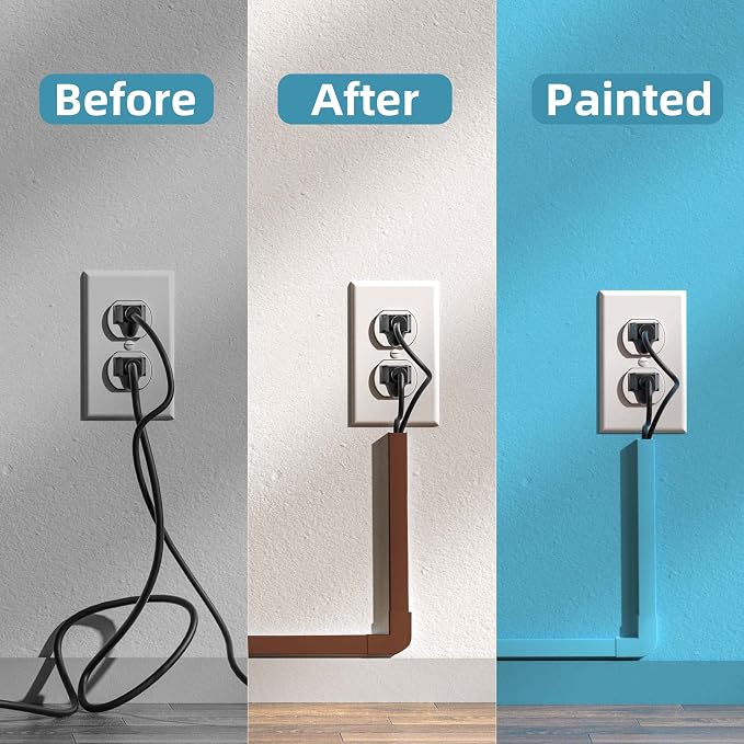 Wire Hider, 157in Delamu Cord Hider Wall, Paintable Wire Covers for Cords, TV Cable Hider Wall Kit, Cable Covers Raceway, Cable Management Hide TV Cords for Wall Mount TV, 10XL15.7 W0.95 H0.55in Brown
