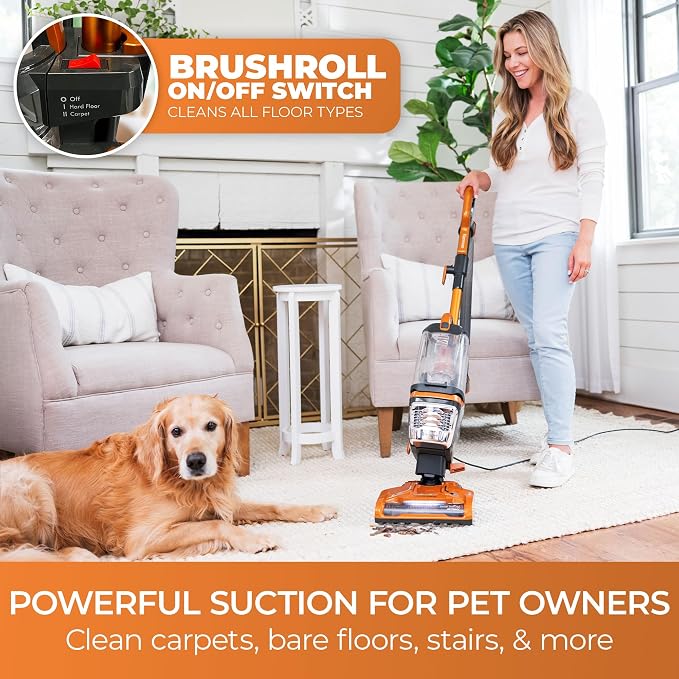 Kenmore DU4080 Featherlite Lift-Up Bagless Upright Vacuum 2-Motor Power Suction Lightweight Carpet Cleaner with HEPA Filter, 2 Cleaning Tools for Pet Hair, Hard Floor, Orange