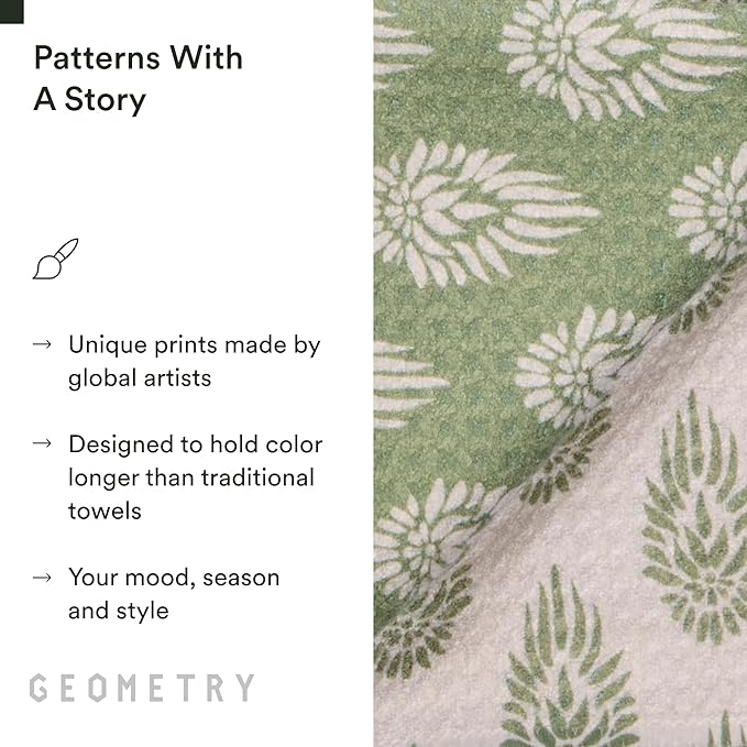 GEOMETRY Kitchen Tea Towels - Quick Dry Microfiber Dish Towels for Kitchen - Henley - 18" x 30" - 1 Pack