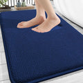 OLANLY Thick Memory Foam Bathroom Rugs 30x18, Soft Absorbent Bath Mat, Navy | Quick Dry Bath Mat Rugs, Non-Slip Mats, Machine Washable Carpet for Bathroom Floor, Tub and Shower, Home Decor Accessories