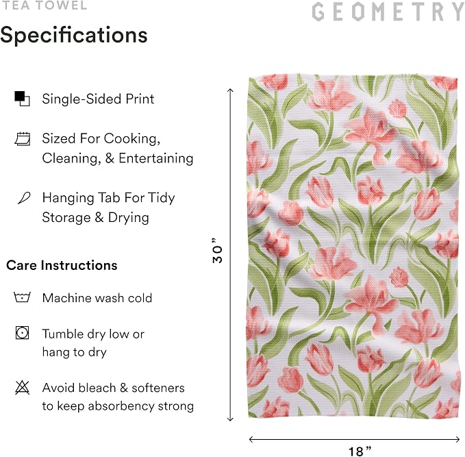 GEOMETRY Spring Kitchen Towels - Quick Dry Microfiber Cloth Spring & Summer Dish Towels for Kitchen Drying - Premium Quick Dry Towel - Tulip Lover, 18" x 30" - 2-Pack