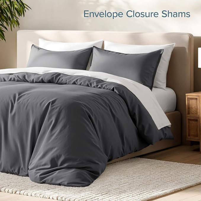 Bare Home Bedding Duvet Cover Extra Long Size - Premium 1800 Super Soft Collection - Lightweight, Cooling Duvet Cover - Soft Breathable Bedding (Twin/Twin XL, Grey)