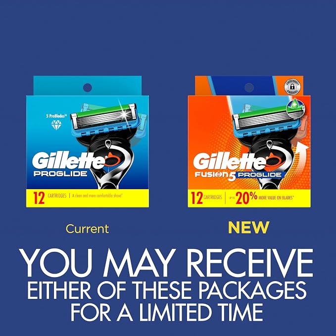 Gillette ProGlide Razor Refills for Men, 12 Razor Blade Refills, (Pack of 2)