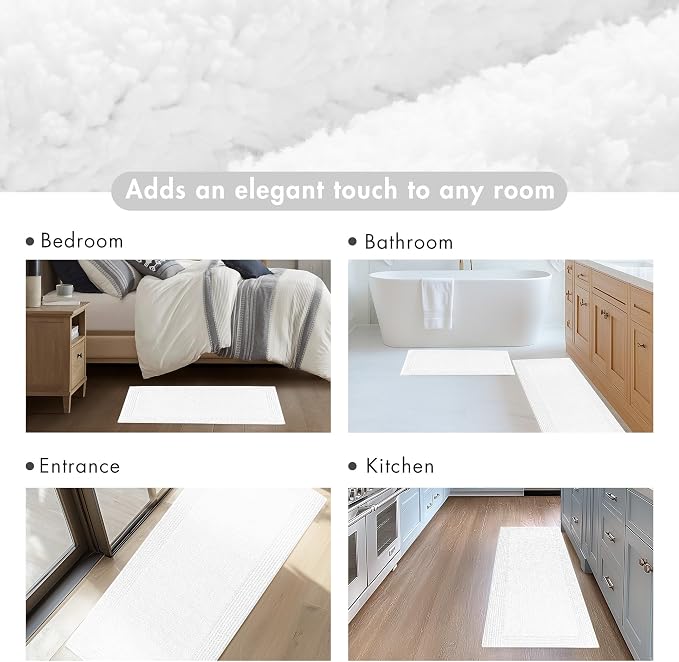Madison Park Splendor Reversible 100% Cotton Bath Rug, 17 x 24, White | Tufted Bathroom Mat, 3000 GSM, Hotel Quality, Luxurious Plush, Medium Pile, Absorbent, Quick Dry, OEKO-TEX, Shower Room Décor