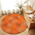 Round Area Rug 3', Orange Halloween Washable Small Area Rugs for Kitchen Bathroom Bedroom Office Laundry, Black White Net Halloween Non Slip Door Mat Indoor Entrance Floor Throw Circle Carpet