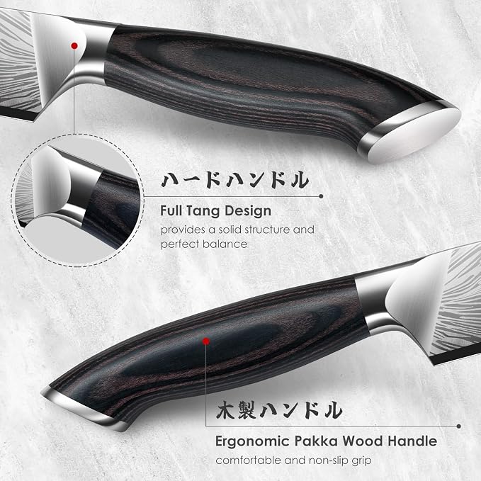 Steak Knives Set of 6, Powder Steel Steak Knife Set | Ultra Sharp 4.5 Inch Serrated Steak Knives with Ergonomic Pakkawood Handle Japanese Knives for Steak, Bread and Butter