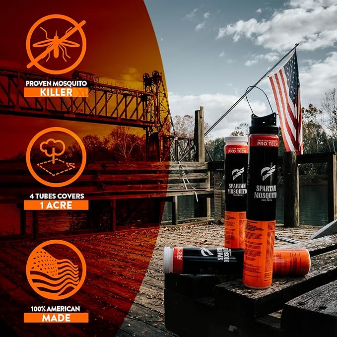 Spartan Mosquito Pro Tech - 1 Acre Pack 4 Tubes | Outdoor Mosquito Repellent for Yard, Patio & Home | Natural Insect Killer & Bug Control Barrier