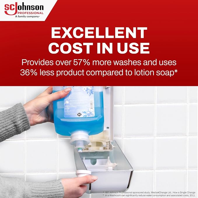 SC Johnson Professional Refresh Azure FOAM, Foam Hand Wash, Foaming Hand Soap, 1 Liter Cartridge, 2 Count, for Professional Use Only