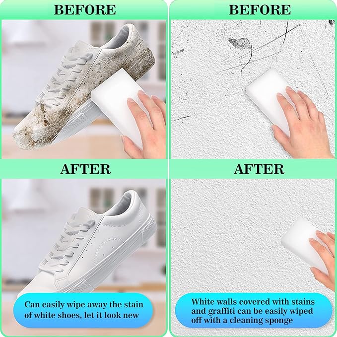 50+100Pack Magic Sponge Eraser, Melamine Sponge Foam Bulk Sponge Sheets Cleaning Pads, Multi-Functional Household Cleaning Sponges for Dish