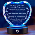 Gifts for Godmother with Colorful LED Base Heart Crystal Plaque Godmother Gift Idea from Goddaughter Godson for Mothers Day, Christmas, Birthday, Thanksgiving,Retirement