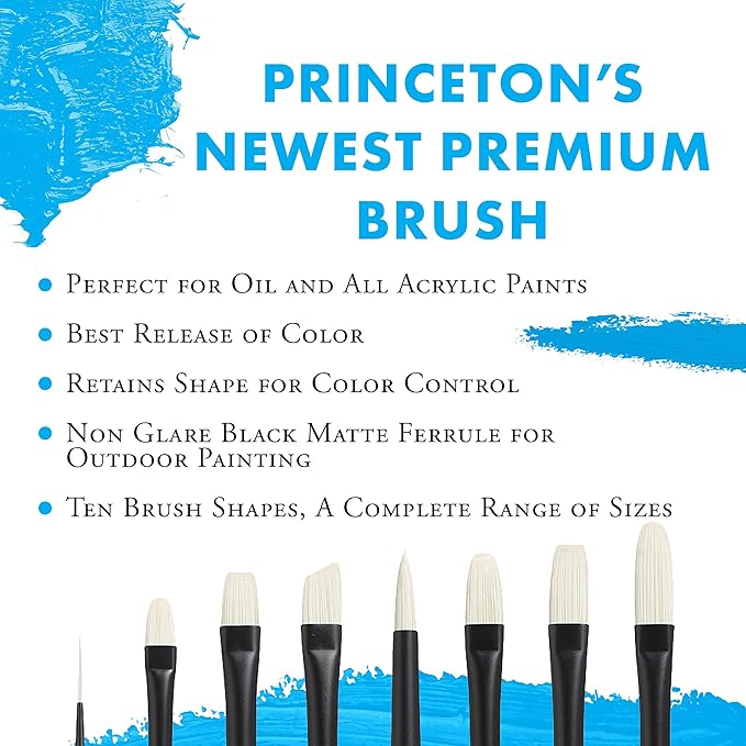 Princeton Aspen Acrylic & Oil Brush Set, Synthetic, 4 Piece, 1 Count