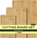 ROYAL CRAFT WOOD Wooden Cutting Boards for Kitchen Meal Prep & Serving - Bamboo Wood Serving Board Set with Deep Juice Groove Side Handles - Charcuterie & Chopping Butcher Block for Meat