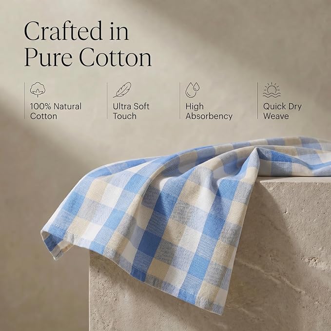 Urban Villa Kitchen Towels Cotton Dish Towels 20”x30” (Set of 6) Bluesand