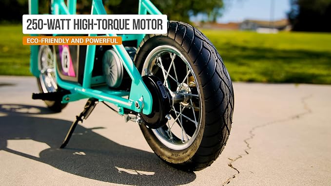 Razor Rambler 12 for Ages 13+ – 24V Electric Minibike with Retro Style, Up to 14 mph, Wide 12" Air- Filled Tires, High-Torque 250-watt Motor, Up to 40 Minutes Ride Time, for Riders up to 170 lbs
