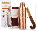 Copper Water Bottle 34 Oz A Hammered Ayurvedic Pure Copper Vessel with Carrying Bag, Straw, Cleaning Brushes Drink More Water, Lower Your Sugar Intake And Enjoy The Health Benefits Immediately