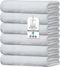 Large Bath Towels Set of 6 – 100% Cotton Terry – 24" x 50" – Quick Dry, Soft & Highly Absorbent – White Towels for Bathroom, Gym, Spa, Pool & Daily Use