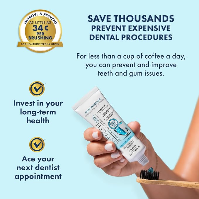 LIVFRESH Toothpaste Gel, Clinically Proven to Remove Plaque 250% Better, Improves Gum Health 190% Better, Reduces Tartar Buildup, Fights Bad Breath, Lasting Cooling Effect, SLS Free, Arctic Peppermint