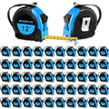 Copkim 50 Pieces Tape Measure Retractable and Easy Read with Fractions Marked Easy Read Basics Self Locking Measuring Tape Bulk for Engineer Contractors(12 Ft,Blue)