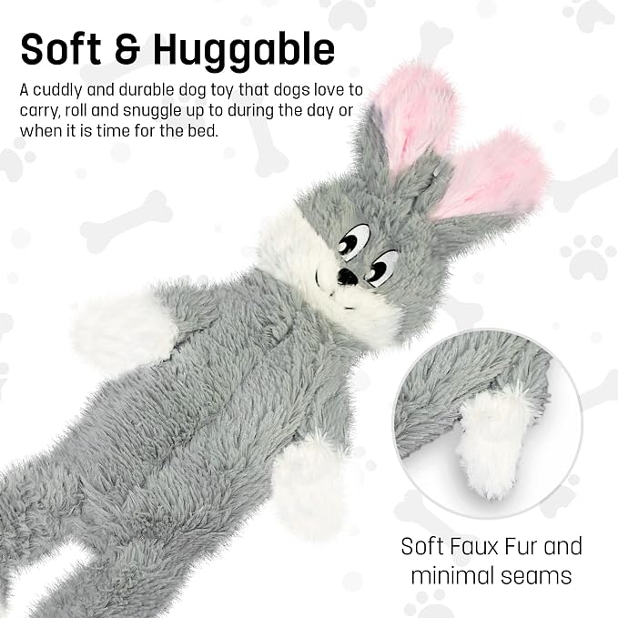 FGA MARKETPLACE Bundle of 5 Flat NO Stuffing NO Squeak Plush Dog Toys, Funny Style Will Entertain Your Pet for Hours, Recommended for Small and Medium Dog 21 INCH Long