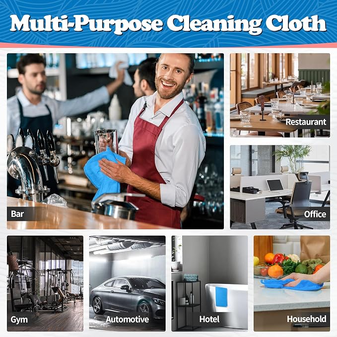 FIXSMITH Shop Towels, Microfiber Cleaning Cloth Bulk, 200 Pack Microfiber Towels for Cars, All-Purpose Absorbent Cleaning Rags, Dust Cloth for Automotive, Mechanic, Garage, Bar, 11.5 x 11.5 inch
