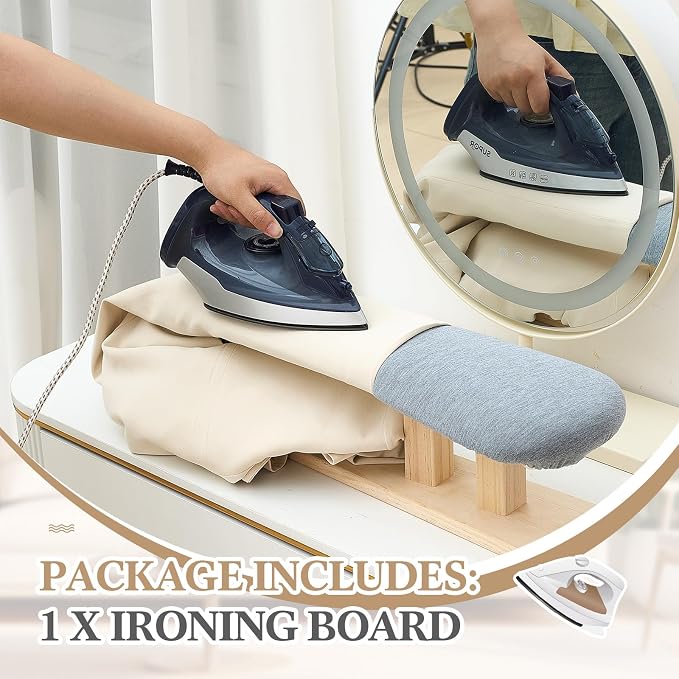 DoubleFill Padded Sleeve Ironing Board 57x13cm Tabletop Sleeves & Chest Tailor Ironing Board with Long Wooden Base for Tailor Dress Forms Household, Laundry Rooms, Travel Use, Gray
