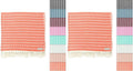 Sand Cloud Turkish Beach Towel - Sand Resistant - 100% Certified Organic Turkish Towel - Quick Dry Towel for Beach, Picnic, Blanket or Bath Towel - As Seen on Shark Tank - Gocek (Coral) (Pack of 2)