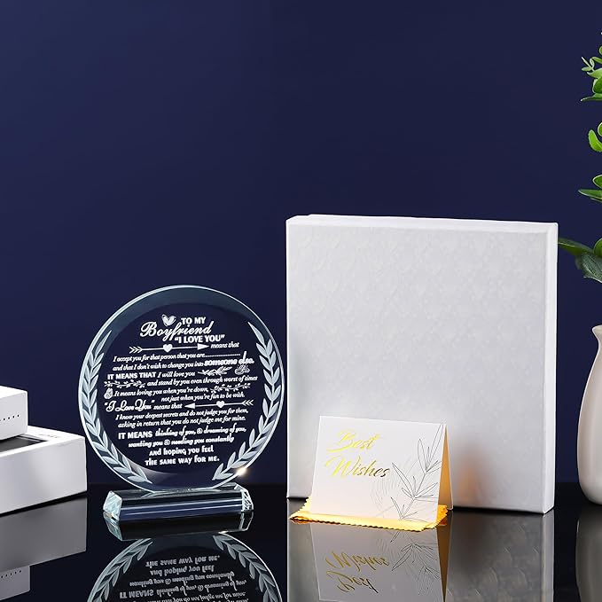 QIANWEI Gifts For Boyfriend Meaningful - Personalized Crystal Presents For Boyfriend Gift Ideas Cute - Birthday Anniversary Wedding Valentines Day Gifts Ideas For Him
