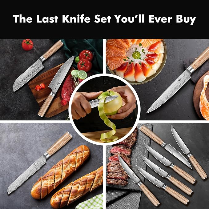 SYOKAMI 2026 Upgrade Knife Set 14 Japanese Style Kitchen Knife Set with Torii-Style Magnetic Block, Razor-Sharp High Carbon Stainless Steel Knives Set for Kitchen with Anti-Slip Handle, Ideal for Gift