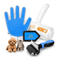 Grooming Brush for Dog/Cat with 2 Sided Grooming Brush for De-Shedding, De-Matting Reduces Shedding up to 95%, Great Short to Long Hair Small Large (Blue, Combo 4-in1 Large)