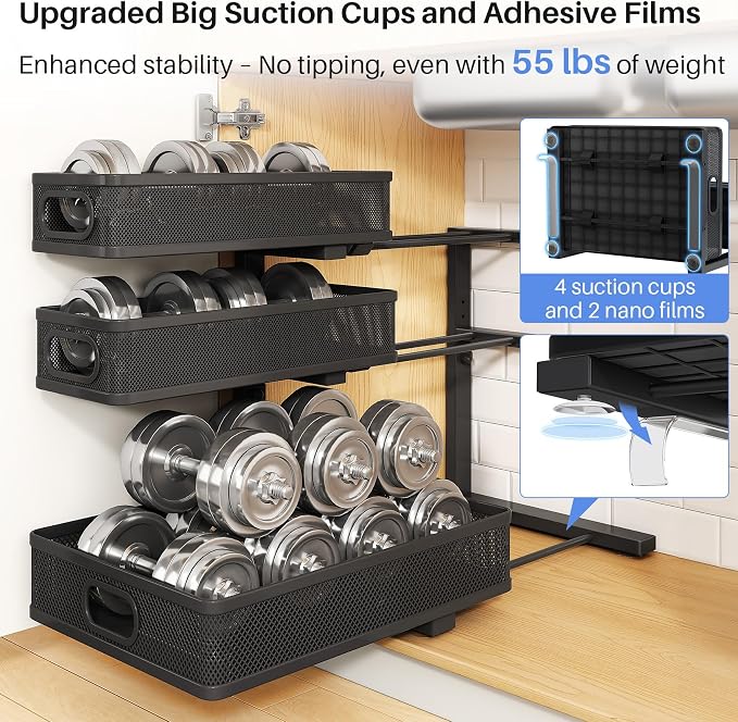 Under Sink Organizer, 2-Pack 3-Tier Thickened Metal Pull out Cabinet Organizer Shelf, Height Adjustable Slide out Storage Drawer Rack for Kitchen Bathroom Pantry Laundry Home Office Organization