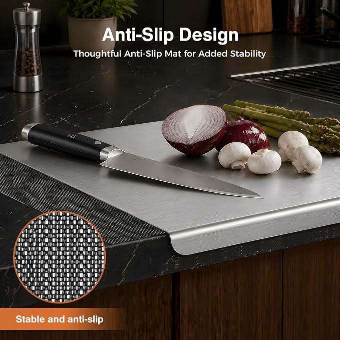 Titanium Cutting Boards for Kitchen, Pure Titanium Cutting Board, Non-Slip Chopping & Kneading Board, Dishwasher Safe Cutting Board for Meat, Fruits, Vegetables & Baking, With cutting Mat,"24 x 16"