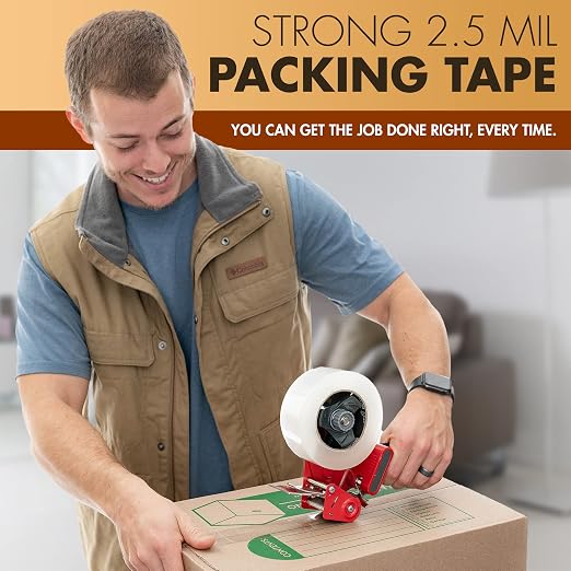 Packstrong Industrial Grade Clear Packing Tape 6 Rolls - 110 Yards per Roll - 3" Wide x 2.5 mil Thick, Acrylic Adhesive Heavy Duty Tape for Box Office Moving Packaging Shipping