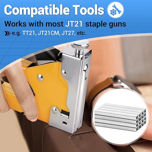 meite JT21 Staples, 3/8 Inch Galvanized Fine Wire Staples for Staple Gun - 7/16" Crown JT21 Staple Refill, Ideal for Upholstery, Crafts, Furniture (10 Boxes)