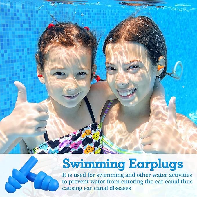 300 Pairs Ear Plugs Bulk for Sleeping Noise Cancelling, Swimming, Shooting, Concerts, Snoring 10 Assorted Colors with Carry Cases Reusable Silicone Earplugs Soft Ear Plugs