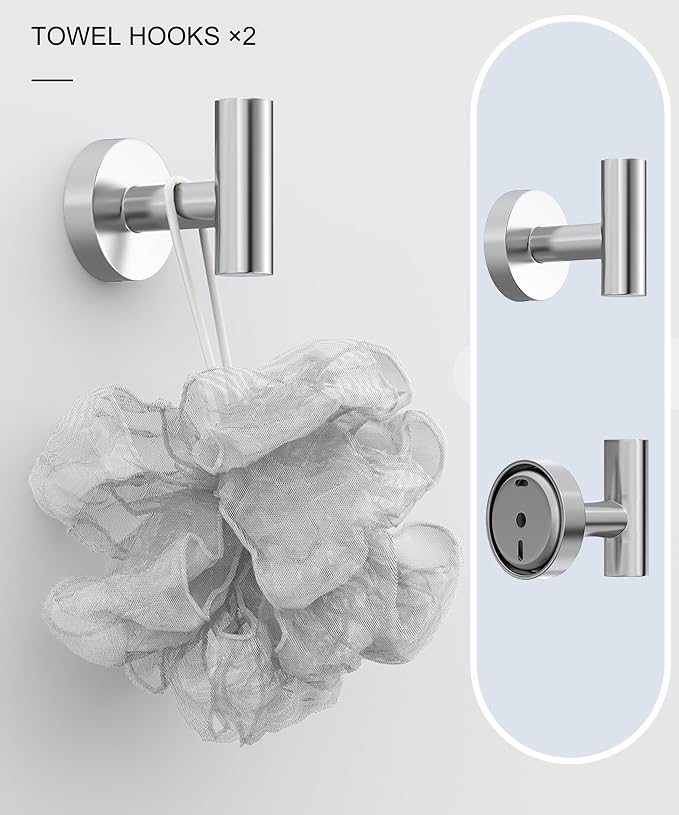 6 Pcs Chrome Bathroom Hardware Accessories Set SUS304 Stainless Steel Towel Rack and Toilet Paper Holder Set Towel Bar Set Wall Mounted by HOMEMYSTIQUE