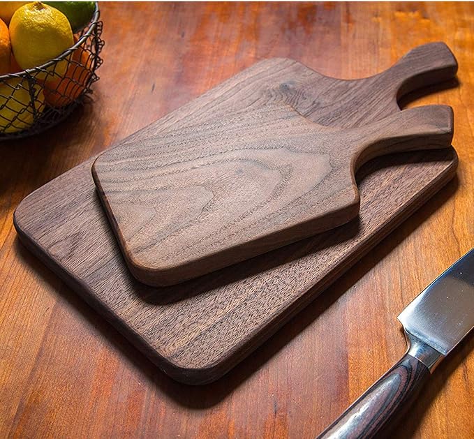Brazos Home Dark Walnut Wood Cutting Board for Kitchen, Seasoned, Chopping Board, Wood Cheese Board, Charcuterie Platter, Ideal for Serving or Chopping Fruit, Vegetables, Cheese or Meat, 16 x 8, Large