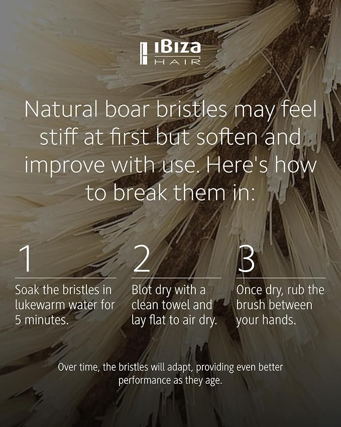 Ibiza Hair Boar Bristle Round Brush (B4-65mm) | Blonde Bristles & Cork Handle | Ideal for Color Treated Tresses | Crown Volume | Adds Shine & Texture for Medium to Long Styles