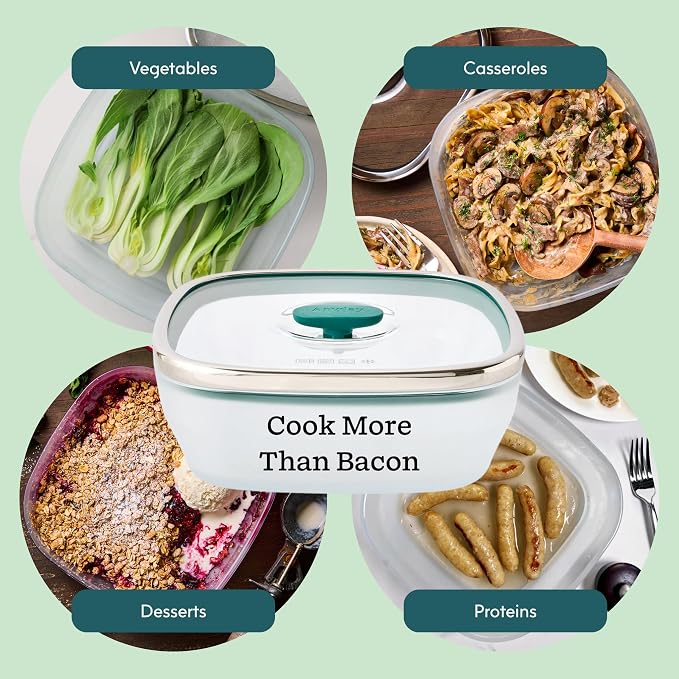 Anyday 10-Cup Square Glass Food Storage with Glass Lid | Plastic-Free Meal Prep & Microwave Cookware | Stackable Airtight Storage Container with Vented Lid for Microwave-Safe Reheating
