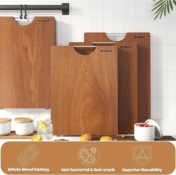 Brosisincorp Sapele Wood Cutting Board One Piece No Glue 15.74"L*11.81"W | Real Solid Whole Single Hardwood, Pre-Oiled Non Toxic No Joint, Reversible Heavy Duty Thick, Edge Grain Without Juice Grooves