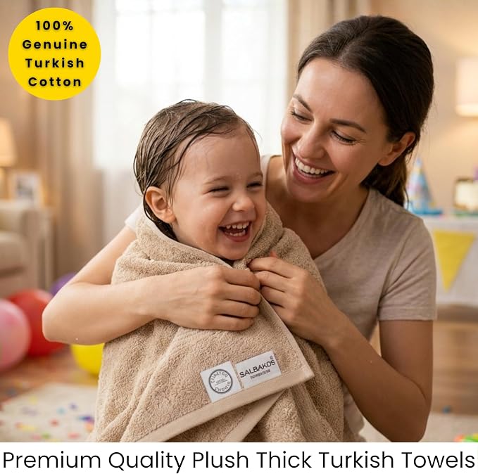 SALBAKOS 2-Piece 100% Turkish Cotton Bath Towels, Extra-Large 35x70, Taupe | Oversized Bath Sheet Towel for Bathroom & Beach, Thick, Super Soft, Highly Absorbent, Premium Hotel Quality, Made in Turkey