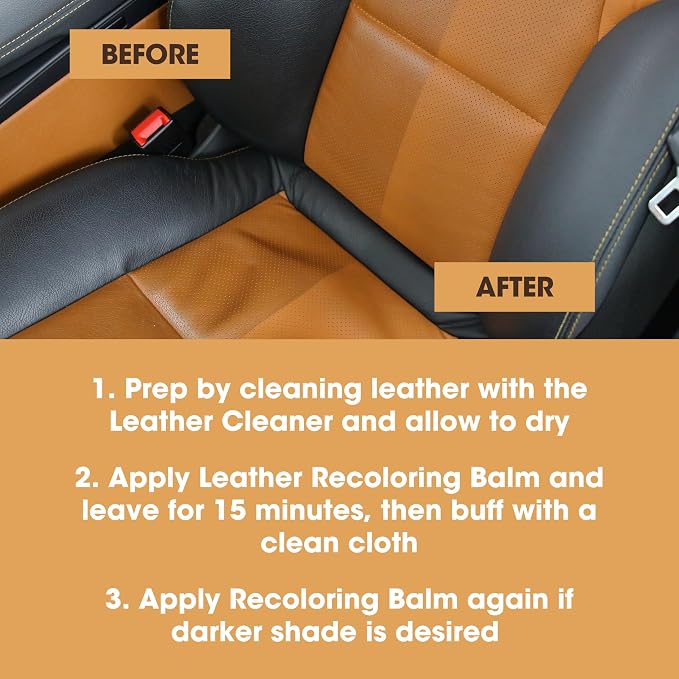 Furniture Clinic Leather Easy Restoration Kit | with Leather Recoloring Balm, Cleaner, Sponge, and Cloth | Leather Repair Kit for Scratched and Faded Furniture (Beige)