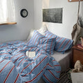 mixinni Vintage Striped Blue Duvet Cover Twin XL - 100% Cotton Red Stripes 3-Piece Bedding Duvet Cover Set with Zipper Closure, Soft & Breathable Retro Design for All Seasons (Twin XL Size)