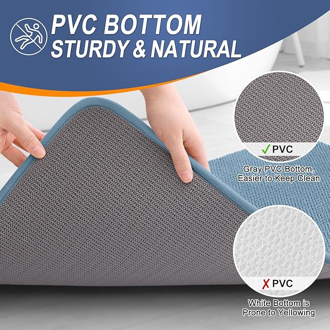 OLANLY Memory Foam Large Bathroom Rugs 40x32, Absorbent Bath Mat, Airy Blue | Soft Quick Dry Bath Mat Rugs, Non-Slip, Machine Washable Mat for Bathroom Floor, Tub and Shower, Home Decor Accessories