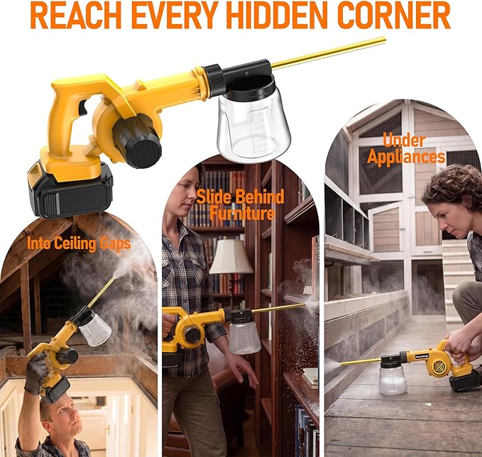 Electric Diatomaceous Earth Duster Compatible Compatible with Dewalt 20V Battery(No Battery) Garden Dust Applicator with 1L Capacity Powder Sprayer for Garden, Chicken Coop and Barn