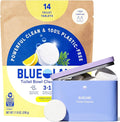 BLUELAND Toilet Bowl Cleaner Tablets, 14 Count (Pack of 1), Lemon Cedar, Plastic-Free, No Harsh Chemicals, Plant-Based, Septic-Safe, Removes Lime, Rust, Hard Water and Toilet Ring Stains