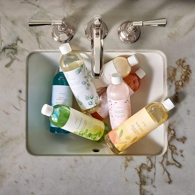 Thymes Hand Wash Refill - Lightly Scented Liquid Hand Soap for Bathroom and Kitchen Refill - Moisturizing Formula with Natural Ingredients (Washed Linen, 24.5 fl oz)
