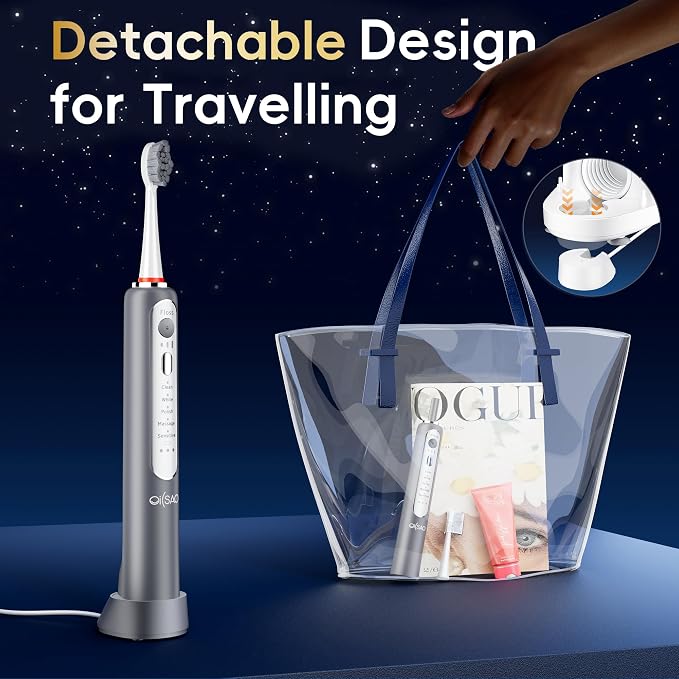 Electric Toothbrush with Water Flosser Combo,Sonic Flossing Toothbrush Gray | 3-in-1,5 Brush Modes,500ML Tank,Gum Care,Braces Friendly ,Bridge Cleaning Sonic Toothbrush & Water Flosser Combo