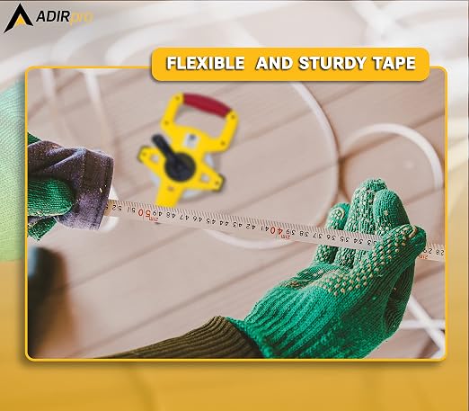 AdirPro 100 ft Fiberglass Measuring Tape | Appraiser's Tape Rule with Extra-Large Metal End Hook | Ideal for Surveyors, Appraisers & Landscapers